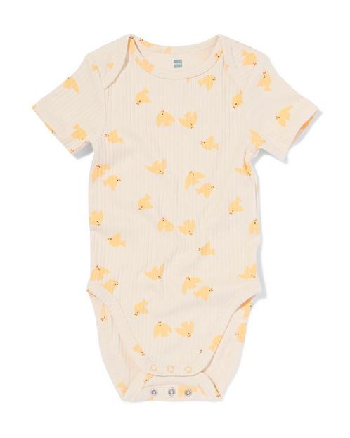 HEMA Meegroeiromper rib bamboe met stretch vogels geel, Kinderen en Baby's, Babykleding | Overige, Nieuw, Verzenden