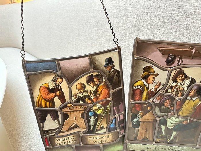 Antiek Glas-in-loodraam (2) - 1920-1930 - glas-in-lood, Antiek en Kunst, Curiosa en Brocante