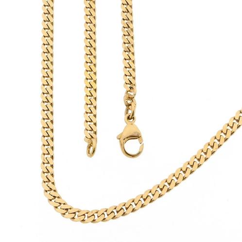 8 Krt. Platte gourmetschakel ketting | 50 cm (unisex), Sieraden, Tassen en Uiterlijk, Antieke sieraden, Goud, Ophalen of Verzenden