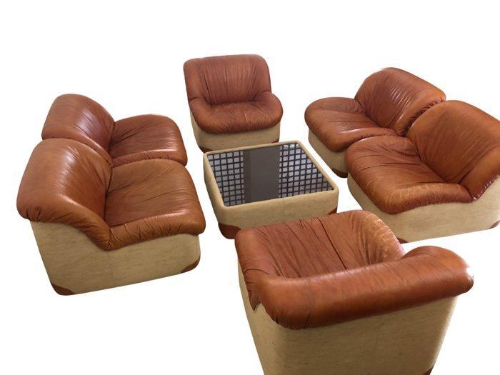 Swan - Henning Korch - Zitgroep (6) - Leder - Caprice stoel, Antiek en Kunst, Kunst | Designobjecten