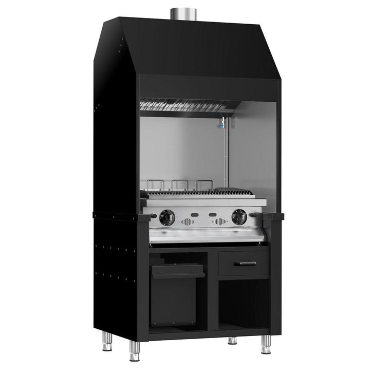 GGM Gastro | Gasbarbecue BERLIN - 960mm - Zwart |, Witgoed en Apparatuur, Grillplaten, Verzenden