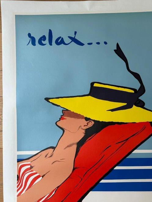 René Gruau - Relax Chargeur Reunis-RENÉ GRUAU- TELATO, Antiek en Kunst, Kunst | Tekeningen en Foto's