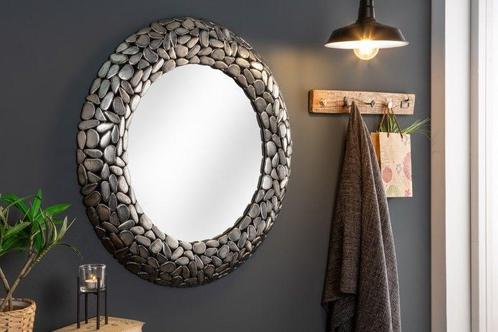 Handgemaakte spiegel STONE MOSAIC XL 82cm zilver in, Huis en Inrichting, Woonaccessoires | Spiegels, Ophalen of Verzenden