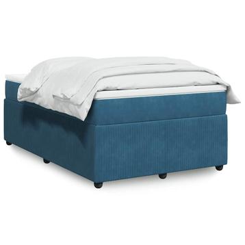 vidaXL Boxspring met matras fluweel donkerblauw 120x200 cm beschikbaar voor biedingen