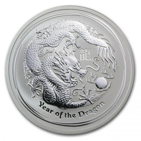 Lunar II - Year of the Dragon - 5 oz 2012 (31.664 oplage), Postzegels en Munten, Munten | Oceanië, Losse munt, Zilver, Verzenden