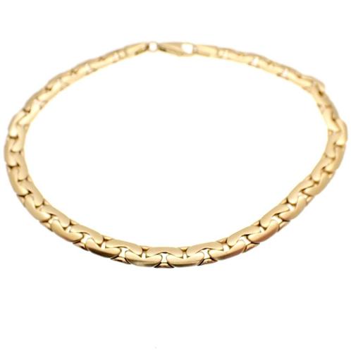 Gouden platte infinity schakel armband | 21 cm, Sieraden, Tassen en Uiterlijk, Armbanden, Overige kleuren, Gebruikt, Goud, Ophalen of Verzenden