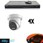 Hikvision Colorvu Set 4x Turret 4MP Recorder + Bekabeling, Nieuw, Ophalen of Verzenden