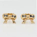 Oorbellen - 18 karaat Geel goud Saffier - Strik, Nieuw