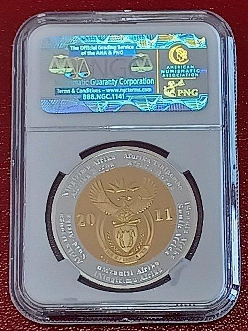 Zuid-Afrika. 5 Rand 2011 NGC PF69UC BiMetallic 92.5% SILVER, Postzegels en Munten, Munten | Europa | Niet-Euromunten