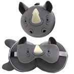 Reiskussen & Slaapmasker - Neushoorn - Relaxeazzz - Grijs NI, Huis en Inrichting, Woonaccessoires | Kussens, Ophalen of Verzenden