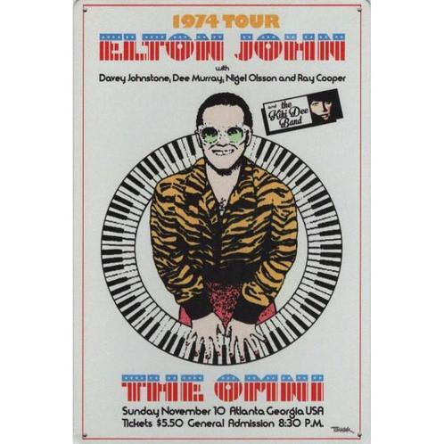 Wandbord -  Elton John The Omni Tour 1974, Huis en Inrichting, Woonaccessoires | Wanddecoraties, Nieuw, Ophalen of Verzenden