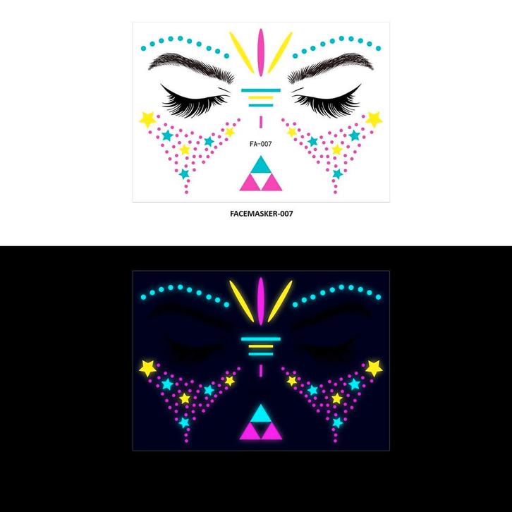 Gezicht Sticker Glow in the Dark FA-007, Kleding | Heren, Carnavalskleding en Feestkleding, Nieuw, Ophalen of Verzenden