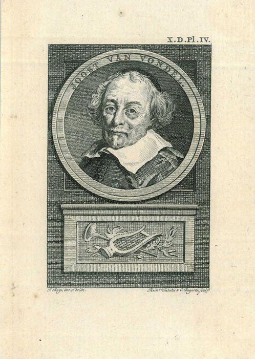 Portrait of Joost van den Vondel, Antiek en Kunst, Kunst | Etsen en Gravures