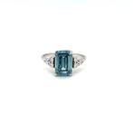 Ring - 14 karaat Witgoud - 3.63ct. tw. Blauw Diamant (Fancy, Nieuw