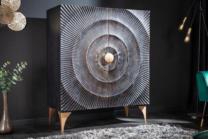 Handgemaakt dressoir GOLDEN SUNSET 120cm zwart goud, Huis en Inrichting, Kasten | Overige, Ophalen of Verzenden