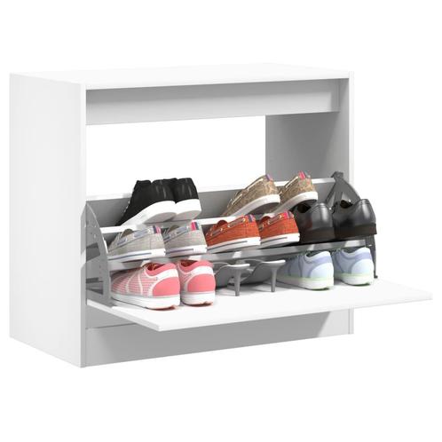 vidaXL Schoenenkast 80x42x69 cm bewerkt hout wit, Huis en Inrichting, Kasten | Schoenenrekken, Nieuw, Verzenden