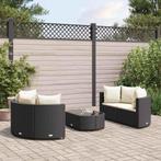 vidaXL 5-delige Loungeset met kussens poly rattan zwart, 5 zitplaatsen, Nieuw, Loungeset, Verzenden