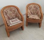 Fauteuil - Vimini - Een paar fauteuils van gevlochten rotan.