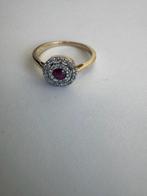 Ring - 9 kt. Geel goud Robijn - Diamant - Robijn- en, Sieraden, Tassen en Uiterlijk, Ringen, Nieuw