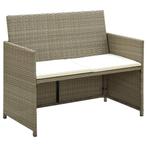 vidaXL Tuinbank 2-zits met kussens poly rattan beige, Verzenden, Nieuw, Rotan