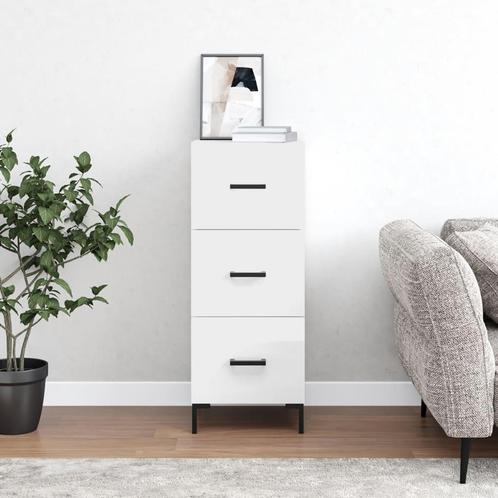 vidaXL Dressoir 34,5x34x90 cm bewerkt hout hoogglans wit, Huis en Inrichting, Kasten | Dressoirs, 25 tot 50 cm, Nieuw, Minder dan 50 cm