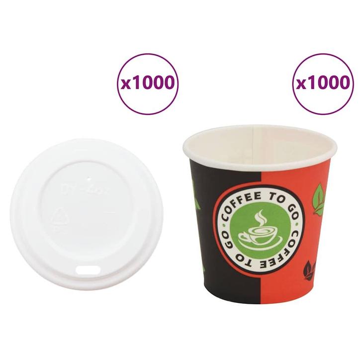 vidaXL Papieren koffiekopjes met deksel 1000 st 4oz 120 ml, Huis en Inrichting, Keuken | Servies, Nieuw, Verzenden