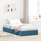 vidaXL Opslag bed met hoofdeinde Donkerblauw 100 x 200 cm, Verzenden, Nieuw, Blauw, Stof