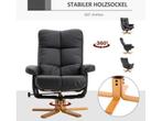 HOMdotCOM Relaxfauteuil Met Hocker En Ligfunctie - Zwart -, Verzenden, Nieuw