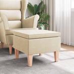 vidaXL Kruk met houten poten stof crèmekleurig, Huis en Inrichting, Stoelen, Verzenden, Nieuw