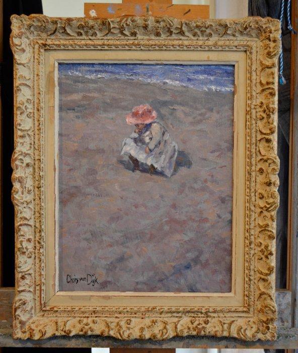 Chris van Dijk (1952) - Impressionist  Le petit chapeau, Antiek en Kunst, Kunst | Schilderijen | Klassiek
