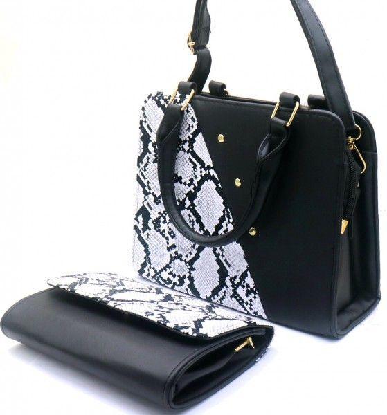 Bag with Clutch Set 25x21.5x10cm Black - mooi en stijlvol, Sieraden, Tassen en Uiterlijk, Tassen | Damestassen, Verzenden
