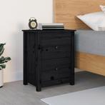 vidaXL Nachtkastje 50x35x61,5 cm massief grenenhout zwart, Minder dan 45 cm, Verzenden, Nieuw, 55 tot 70 cm