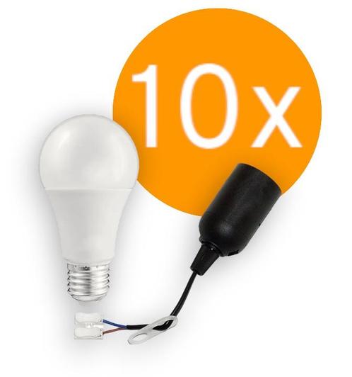10 stuks Verhuisfitting E27 + 10x LED lamp E27 10W 940lm..., Huis en Inrichting, Lampen | Overige, Nieuw, Ophalen of Verzenden