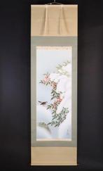 Paar Japanse Hangende Pergamenten – Sneeuwbedekte Nandina, Antiek en Kunst