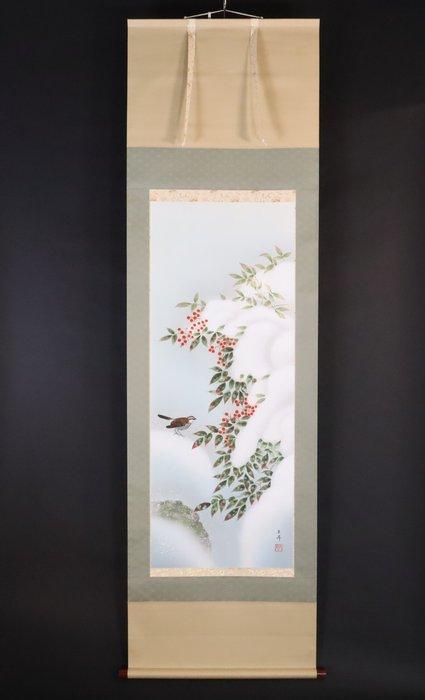 Paar Japanse Hangende Pergamenten – Sneeuwbedekte Nandina, Antiek en Kunst, Antiek | Overige Antiek