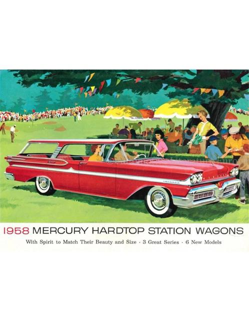 1958 MERCURY STATION WAGONS PROGRAMMA BROCHURE ENGELS, Boeken, Auto's | Folders en Tijdschriften