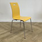 kantinestoel / stapelstoel, geel - chroom, Huis en Inrichting, Stoelen, Ophalen of Verzenden, Gebruikt, Eén