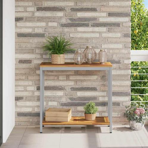 vidaXL Buiten Tafel met opslag Natuurlijk en grijs 80 x 35 x, Tuin en Terras, Tuintafels, Nieuw, Verzenden