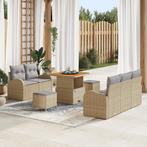 vidaXL 8-delige tuinset met kussens in beige poly rattan en, Verzenden, Nieuw, Rotan, Tuinset