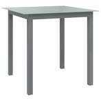 vidaXL Tuintafel 80x80x74 cm aluminium en glas lichtgrijs, Tuin en Terras, Verzenden, Nieuw, Aluminium