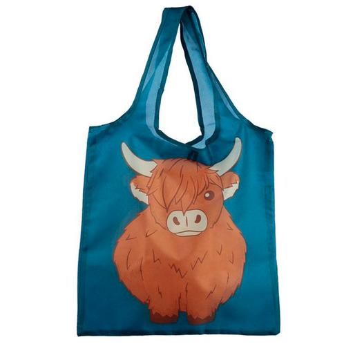 Opvouwbaar tasje Highland Koe - Blauw - 38x37cm NIEUW, Sieraden, Tassen en Uiterlijk, Tassen | Schoudertassen, Nieuw, Ophalen of Verzenden