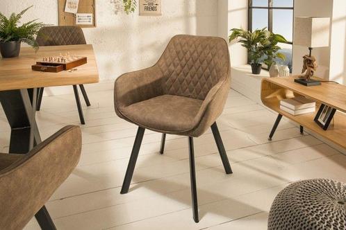 Retro stoel PALERMO taupe met armleuning en decoratieve, Huis en Inrichting, Stoelen, Ophalen of Verzenden