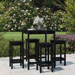 vidaXL 5-delige Tuinbarset massief grenenhout zwart, Tuin en Terras, Verzenden, Nieuw, 5 zitplaatsen