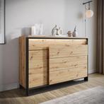 Meubella Dressoir eiken 130 cm - Kast met LED, Huis en Inrichting, Kasten | Dressoirs, 100 tot 150 cm, Verzenden, Nieuw, Modern