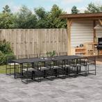 vidaXL 13-delige Tuinset met kussens poly rattan zwart, 2 zitplaatsen, Nieuw, Tuinset, Verzenden