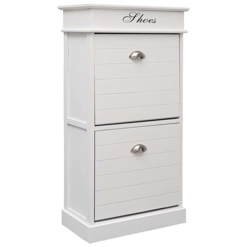 vidaXL Schoenenkast 50x28x98 cm paulowniahout wit, Huis en Inrichting, Kasten | Schoenenrekken, Nieuw, Verzenden