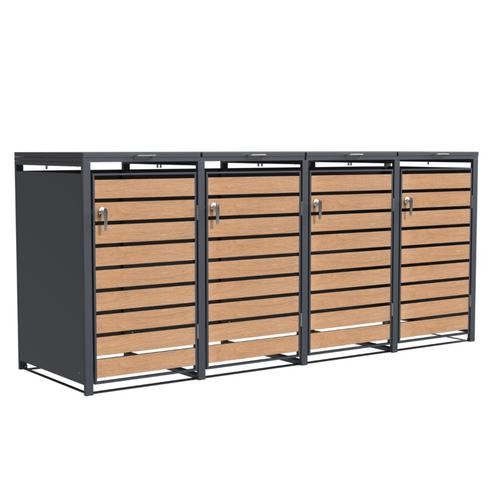 Containerberging staal houtlook 4 containers, Tuin en Terras, Bergingen en Tuinkasten, Verzenden