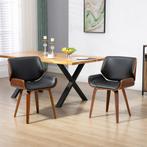 Set Van 2 Vintage Eetkamerstoelen, Hout, Stoffen Bekleding,, Verzenden, Nieuw