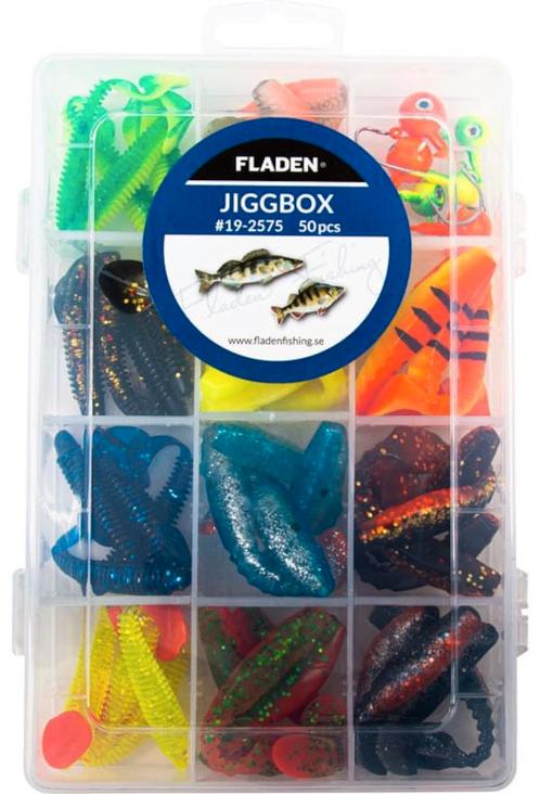 Fladen Shad jigs in tackle box 80mm, 50pcs, Watersport en Boten, Hengelsport | Algemeen, Overige typen, Nieuw, Verzenden