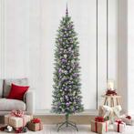 vidaXL Kunstmatige slanke kerstboom met 300 LED Groen en wit, Diversen, Kerst, Verzenden, Nieuw